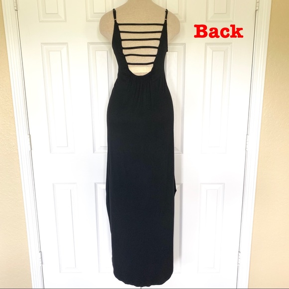 Mandarin Blue Resortwear Black Maxi Dress L - Picture 6 of 8